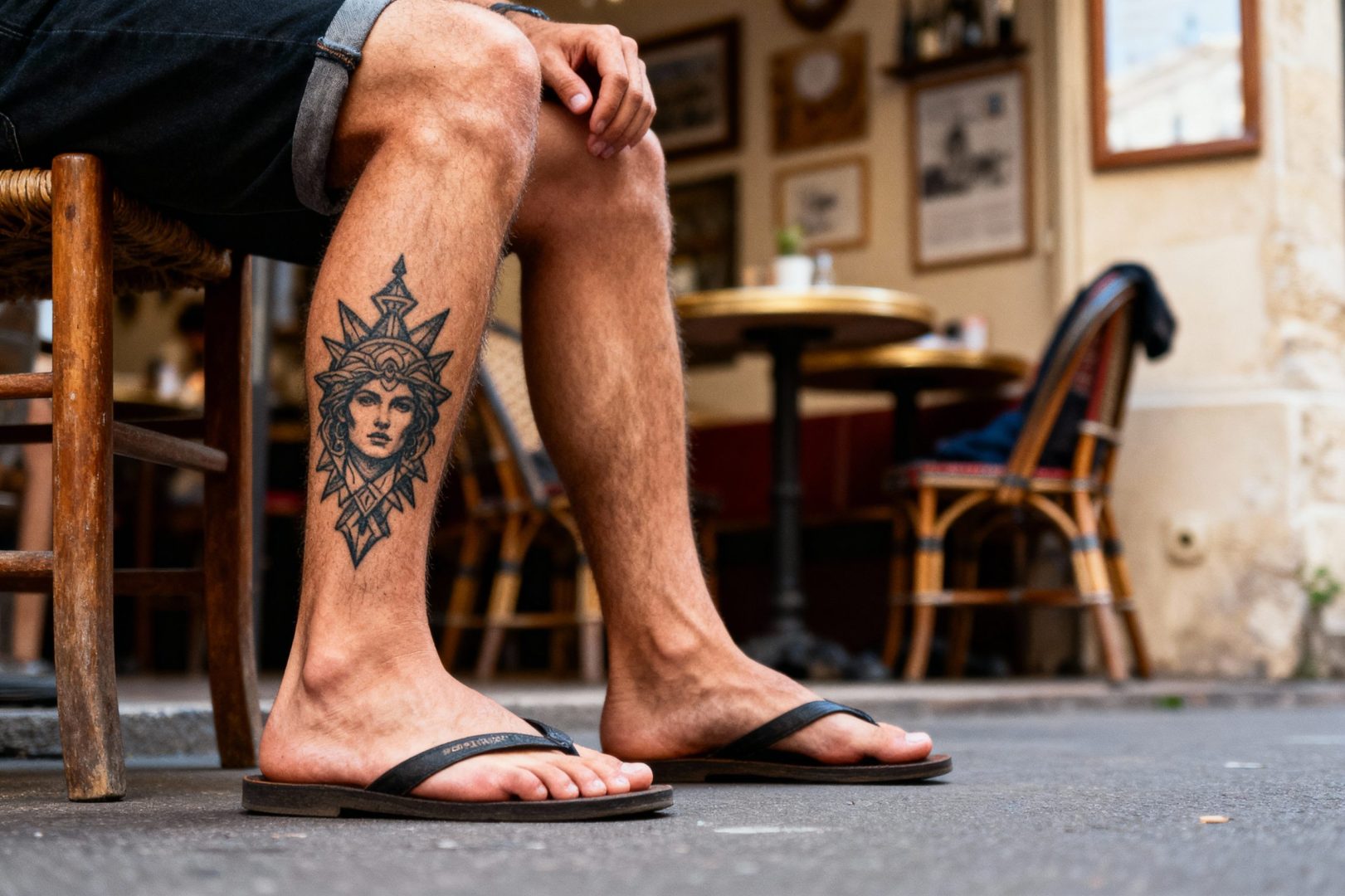 tatouage homme au mollet