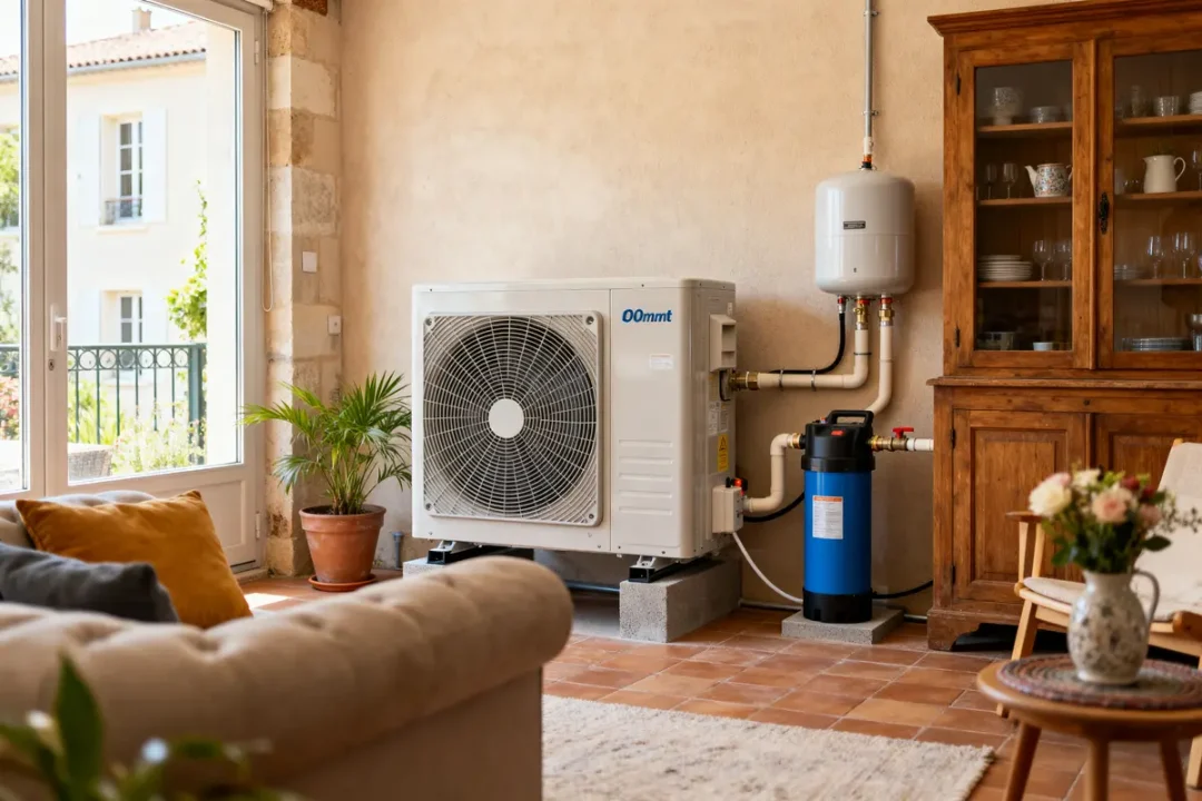 Pompe à chaleur installée dans un salon clair pour prix pompe à chaleur maison 100 m2