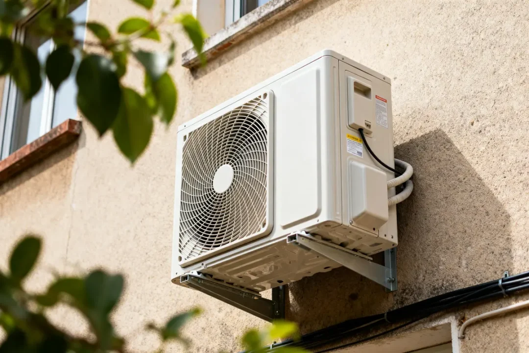 Unité de climatisation extérieure nécessitant un cache pour améliorer l'esthétique et la protection